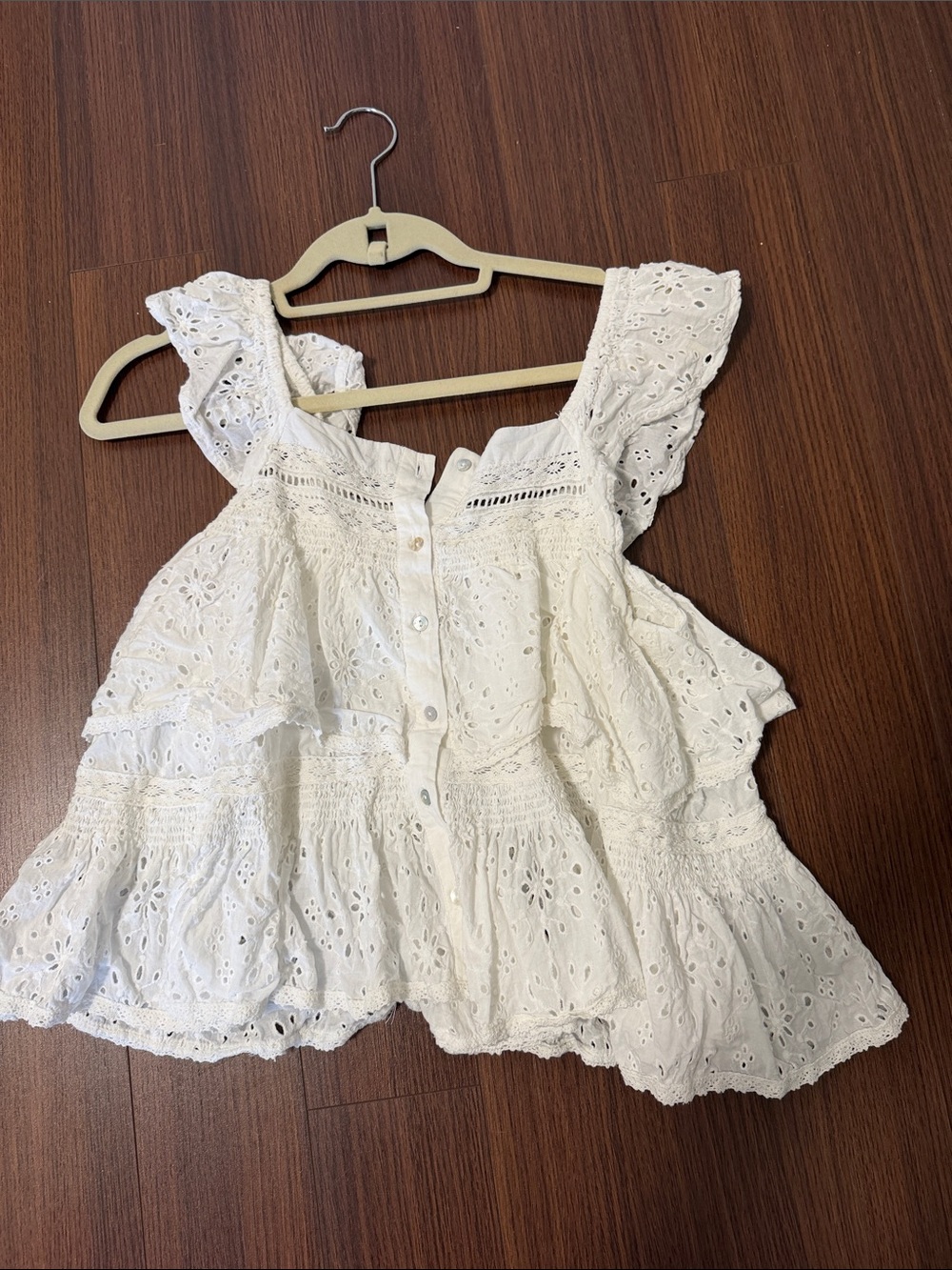 White Eyelet Ruffle Top